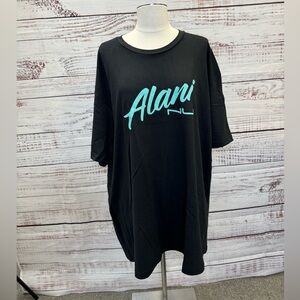 Alani  Nu Black Tshirt w/Teal Writing Size S
